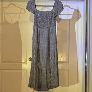 Abercrombie & Fitch Black and White Gingham Midi Dress